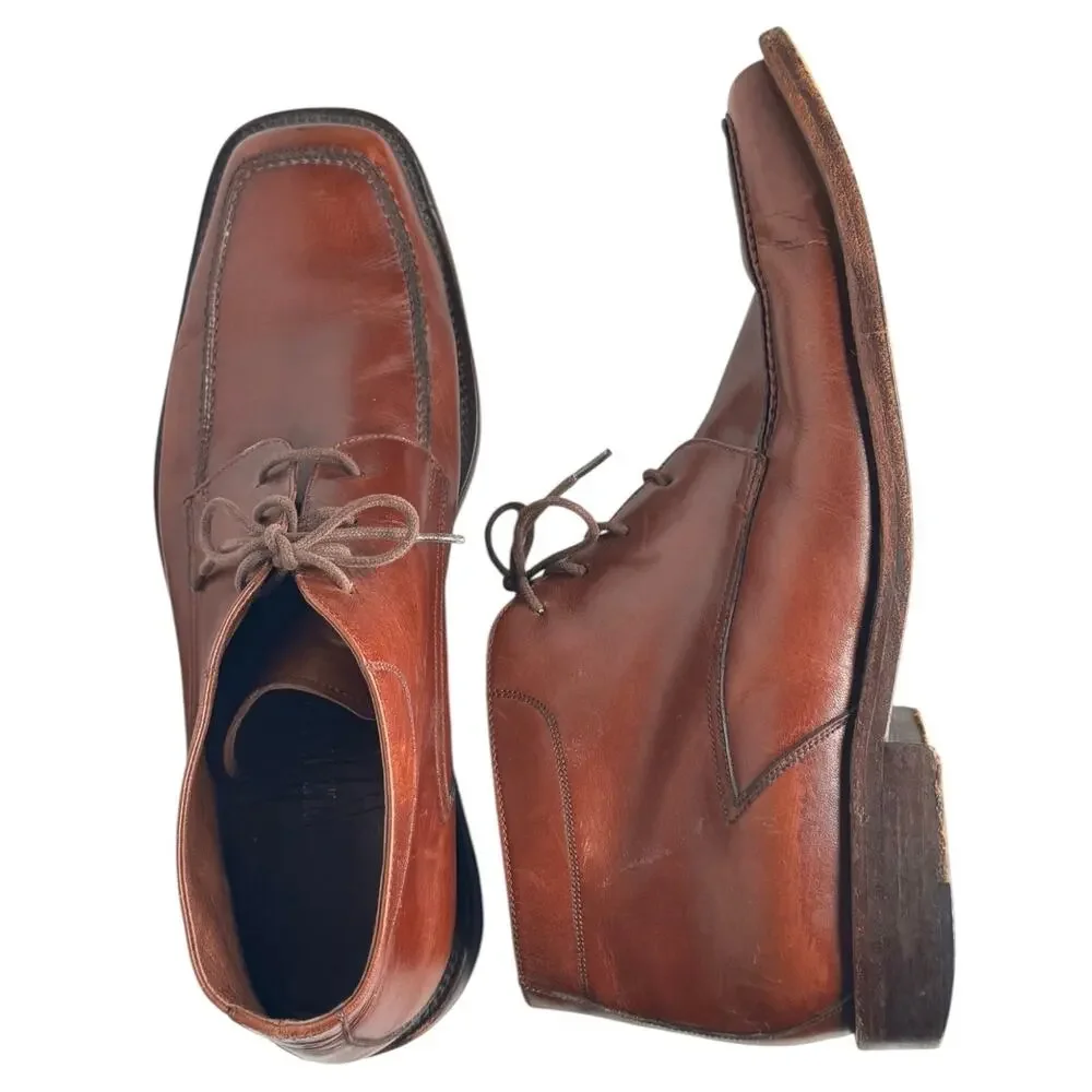 Vintage Lopez Taibo Leather Chukka Boots Brown Mens 8.5 Moc Toe